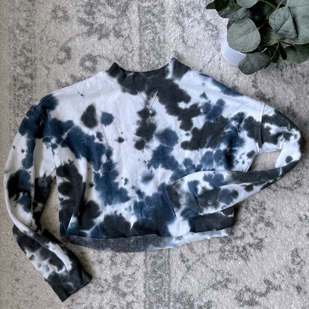 Colsie Tie Dye Fleece Lounge Cropped Sweatshirt XS